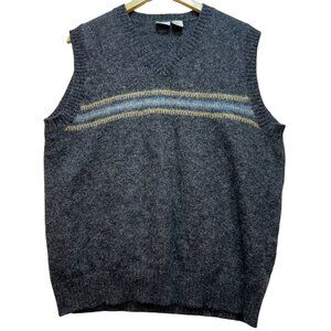 Whitefish Bay Men's Wool Pullover Sweater Vest Knit Sleeveless Size XL Gray